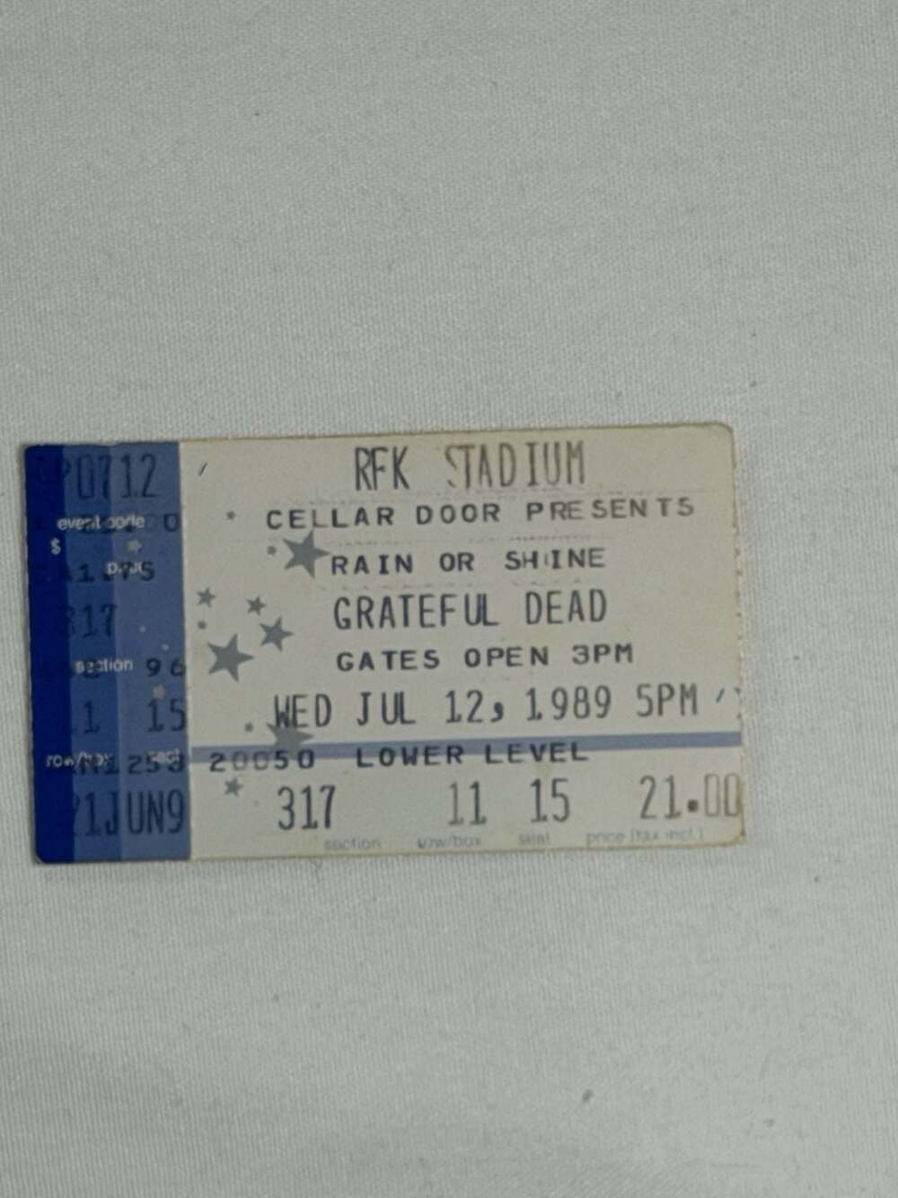 GRATEFUL DEAD TICKET 07-12-1989 RFK STADIUM